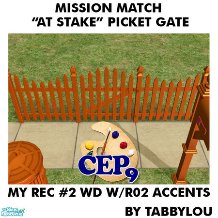 Sims 2 — TL - MM AtStakePicketGate Recolor02AllWd by TabbyLou — My Recolor #2 Wood with Recolor #2 Accents Recolor of