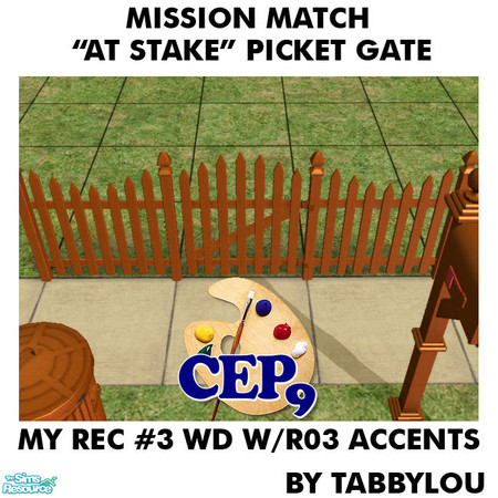 Sims 2 — TL - MM AtStakePicketGate Recolor03AllWd by TabbyLou — My Recolor #3 Wood with Recolor #3 Accents Recolor of