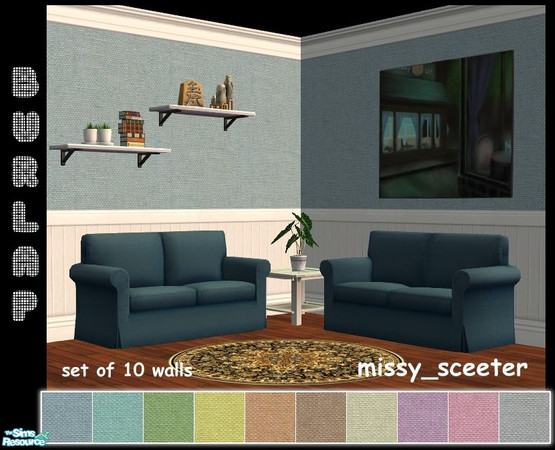 Sims 2 — Burlap Texture Walls 1 by missy_sceeter — In a variety of great colors, your Sims will love you when you