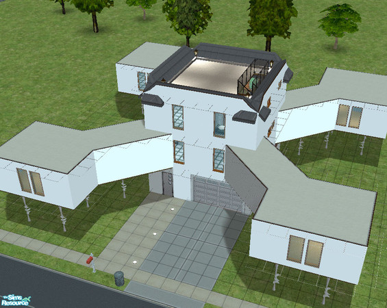 Sims 2 — Crashed spaceship by loopyproductions — A spaceship used as a house for 4 people. acces route with garage (2