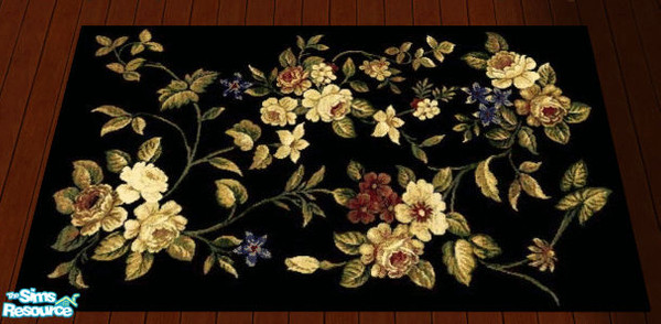 Sims 2 — Night Livingroom Set Rug by lisa9999 — A black floral area rug.
