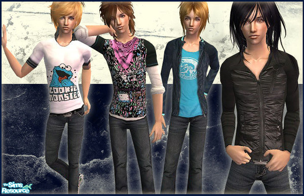 Sims 2 — MaleFashionSet2 by Shojoangel — look in the text document (in the zip file) which meshes you needs