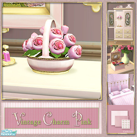 Sims 2 — Vintage Charm Pink - Roses Basket Pink by Cashcraft — Vintage Charm Pink is a collection of recolors for the