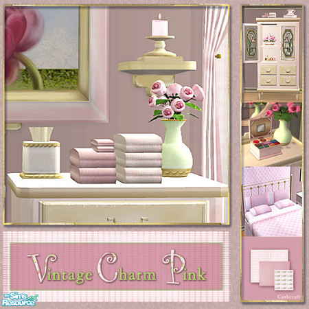 Sims 2 — Vintage Charm Pink - Towels Pink Recol by Cashcraft — Vintage Charm Pink is a collection of recolors for the