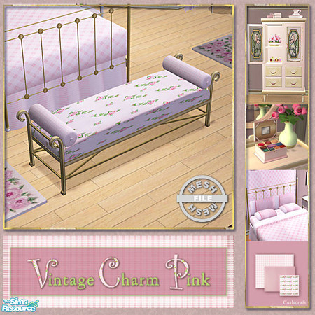 Sims 2 — Vintage Charm Pink - Bench Mesh by Cashcraft — Vintage Charm Pink is a collection of recolors for the Vintage