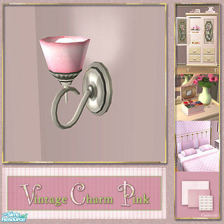 Sims 2 — Vintage Charm Pink -  Wallsconce Pink Recol by Cashcraft — Vintage Charm Pink is a collection of recolors for
