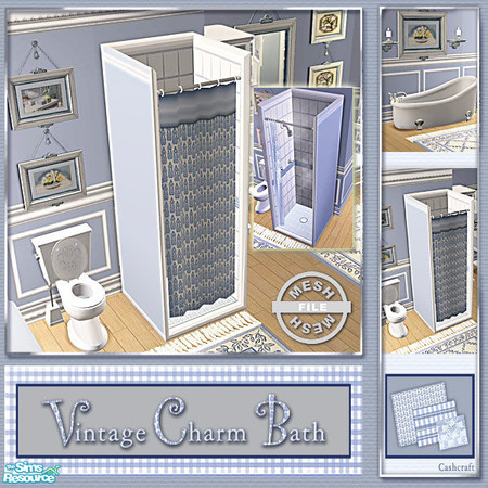 Sims 2 — Vintage Charm Bath -Shower Mesh by Cashcraft — A bathroom set to match the Vintage Charm Bedroom. The set