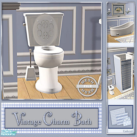 Sims 2 — Vintage Charm Bath - Toilet Mesh by Cashcraft — A bathroom set to match the Vintage Charm Bedroom. The set