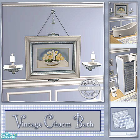 Sims 2 — Vintage Charm Bath - Picture & Shelves Mesh by Cashcraft — A bathroom set to match the Vintage Charm