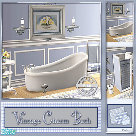 Sims 2 — Vintage Charm Bath - Tub Mesh by Cashcraft — A bathroom set to match the Vintage Charm Bedroom. The set features