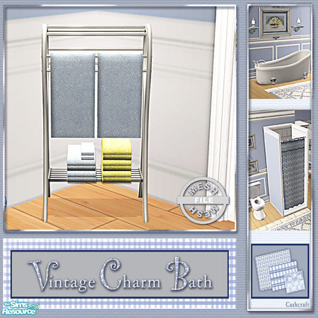 Sims 2 — Vintage Charm Bath -Towelrack Mesh by Cashcraft — A bathroom set to match the Vintage Charm Bedroom. The set