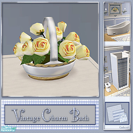 Sims 2 — Vintage Charm Bath - Basket Roses Recol by Cashcraft — A bathroom set to match the Vintage Charm Bedroom. The
