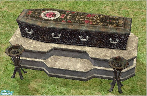 Sims 2 — The Masquerade - Coffin Bed Set - Gothic  by Daislia — A set of 3 luxury coffin bed, Maxis recolour, need