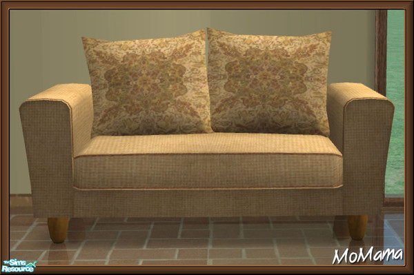 Sims 2 — NK Arizona LR Malted - Loveseat by MoMama — A loveseat in a malted tweed with designer pillows.