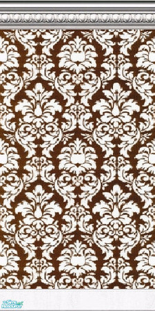 Sims 2 — Brown Damask by DianaLee — Damask wallpaper with crown and kick molding.