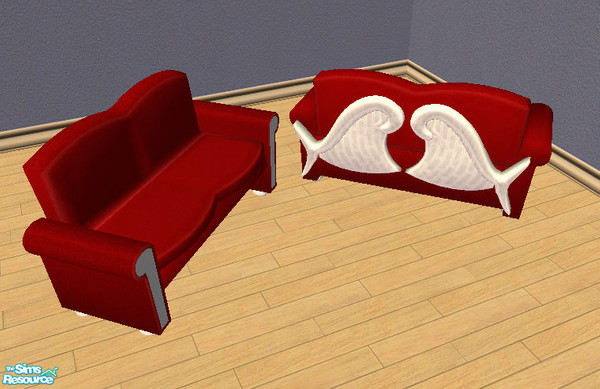 Sims 2 — Unleashed Sofa Red Fabric White Wood Recolor by simmyfan2852 — Part of the TS1 for TS2 Set 2- Unleashed Sofas