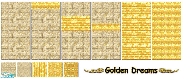 Sims 2 — Golden Dreams by footzoul — Walls and floors in gold and stone