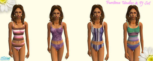 Sims 2 — Funtime Undie & Pj Set by PenelopeT — A set of cute and casual undies. Also available to wear as pj\'s. Base