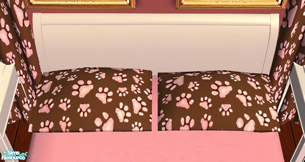 Sims 2 — Sarah\'s Poodle Bedroom Pillows by lisa9999 — Two extra bed pillows with paw prints.