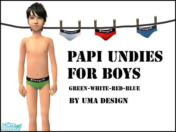 Sims 2 — Papi Undies for Little Boys by Uma Design — Now your simmie boys can wear briefs! Enjoy!