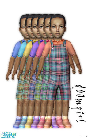Sims 2 — Tartan 4 Toddlers - Collection by d00mg1rl — 6 tartan overalls for your toddler boys.