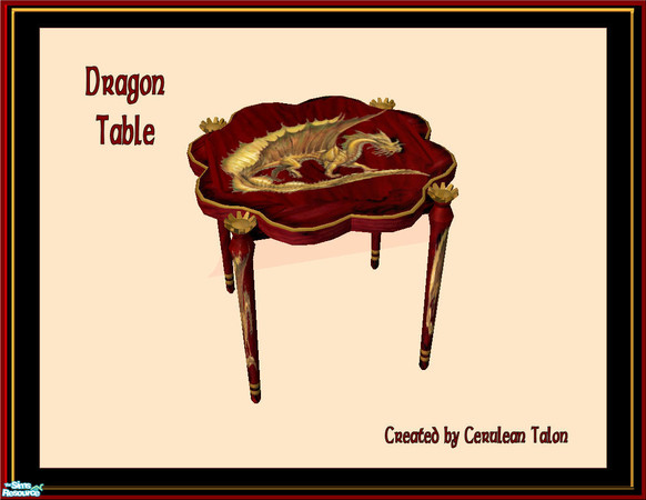 Sims 2 — Asian Kitchen - Dining Table by Cerulean Talon — Then this rich cherry, dragon motif table is just what your