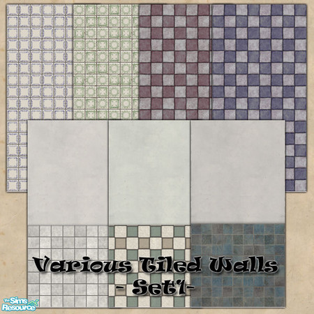 Sims 2 — Various Tiles - Set1 by Donnha — Selection of various tiled walls.