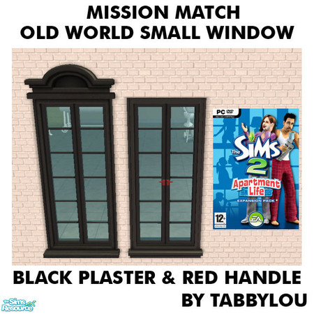 Sims 2 — TL - MM OldWorldSmallWindowPlaster+Handle OrigBlackRed by TabbyLou — Original Black Plaster & Red Handle