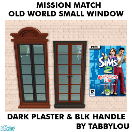 Sims 2 — TL - MM OldWorldSmallWindowPlaster+Handle OrigDarkBlk by TabbyLou — Original Dark Plaster & Black Handle