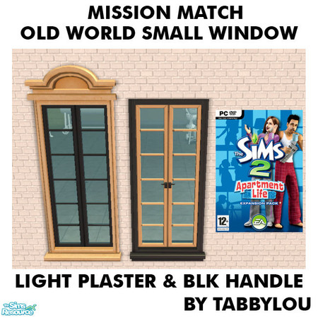 Sims 2 — TL - MM OldWorldSmallWindowPlaster+Handle OrigLightBlk by TabbyLou — Original Light Plaster & Black Handle