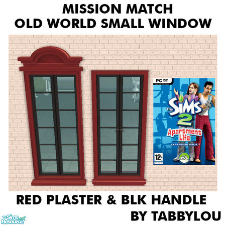 Sims 2 — TL - MM OldWorldSmallWindowPlaster+Handle RedBlk by TabbyLou — Red Plaster & Black Handle ONLY Recolor of