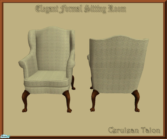 Sims 2 — Elegant Formal Sitting Room - Tan Wing Chair by Cerulean Talon — This wing back chair offers deep, rich