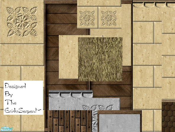 Sims 2 — English Castle Wall & Floor Set by eriduserpent —  A set of inside and outside walls & floors for a