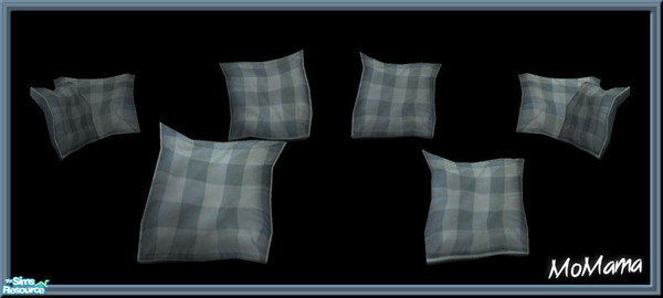 Sims 2 — NK Floppy Cushions Plaid Steel Blue by MoMama — Floppy Accent Cushions in a Steel Blue plaid.