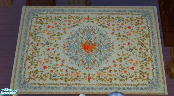 Sims 2 — Blue Dining Rug by lisa9999 — A blue floral area rug.