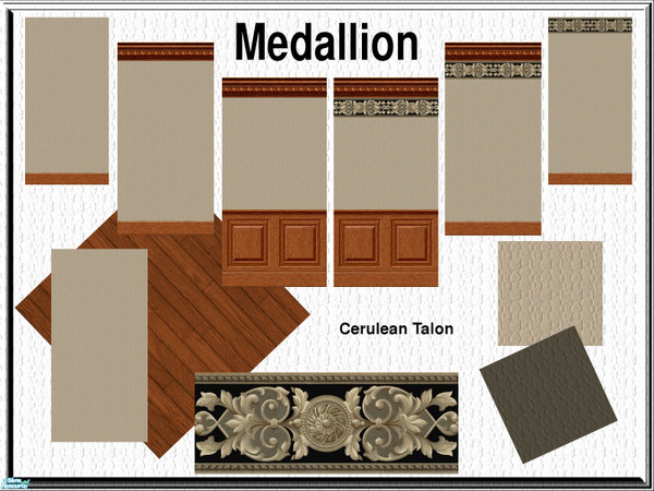 Sims 2 — Medallion Walls and Floors by Cerulean Talon — Rich in both texture and style, this combination of wallpapers