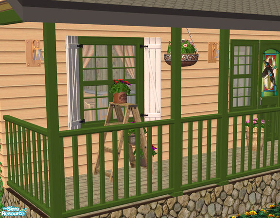 Sims 2 — Lakeside Porch Railing - Dark Green by Shakeshaft — Part of a set of New Fences, Gates and Porch Railings to