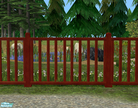 Sims 2 — Lakeside Fence - Mahogany by Shakeshaft — Part of a set of New Fences, Gates and Porch Railings to match the