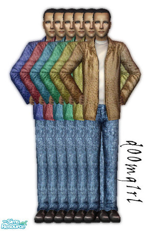 Sims 2 — Leather Jacket/Jeans - Collection by d00mg1rl — Re-worked Leather Jackets/Jeans in 6 different colours.