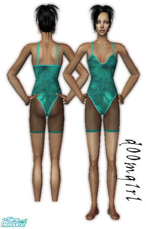 Sims 2 — Leotard - Collection - Teal by d00mg1rl — Teal leotards for your Sims to work out in.