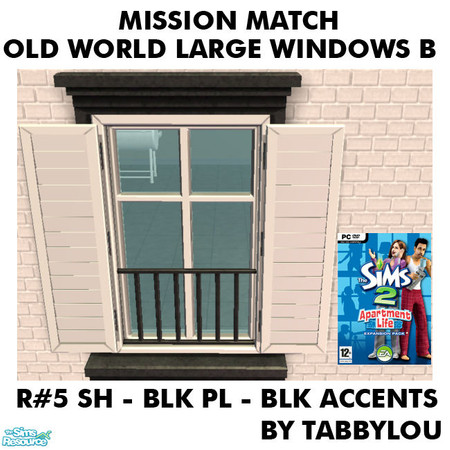 Sims 2 — TL - MM OldWorldLargeWindows Recolor05BlkBlkWd by TabbyLou — My Recolor #5 Wood Shutters with Black Plaster