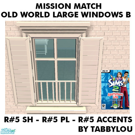 Sims 2 — TL - MM OldWorldLargeWindows Recolor05R05WhWd by TabbyLou — My Recolor #5 Wood Shutters with Recolor #5 Plaster