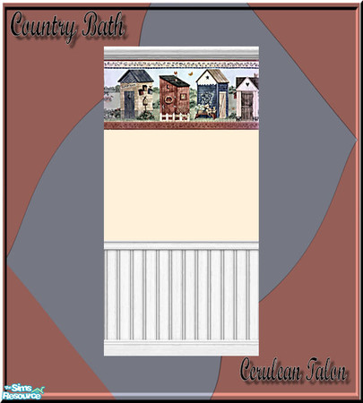 Sims 2 — Country Bath - Border W Crown Beadboard by Cerulean Talon — Simplicity with lots of character help this wall to