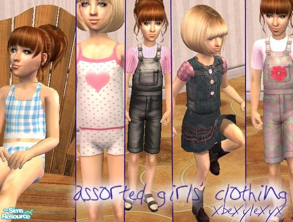 Sims 2 — Assorted Girls\' Clothing by xbexylexyx — A variety of children\'s clothing for your sim girls. No meshes