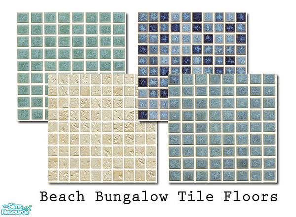 Sims 2 — Beach Bungalow Tile Floors by agaliha5 — A set of four beachy tile floors
