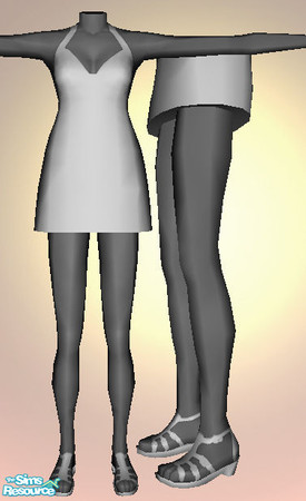 Sims 2 — Mesh B-bettina Babydollwithgladiatorflatshoes by b-bettina — Mesh has working fatmorph. Features gladiator