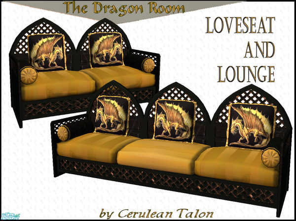 Sims 2 — The Dragon Room - Loveseat and Sofa by Cerulean Talon — Drama, comfort and elegance are found in this dragon
