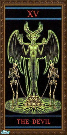 Sims 2 — Gothic Tarot Mural - Devil by Daislia — A set of 22 tarot cards and 1 cover for your nomad, mystic sims to