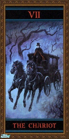 Sims 2 — Gothic Tarot Mural - Chariot by Daislia — A set of 22 tarot cards and 1 cover for your nomad, mystic sims to