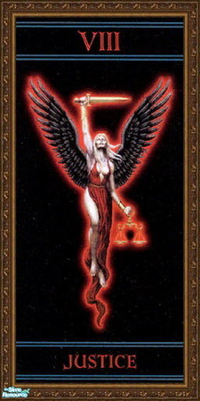 Sims 2 — Gothic Tarot Mural - Justice by Daislia — A set of 22 tarot cards and 1 cover for your nomad, mystic sims to